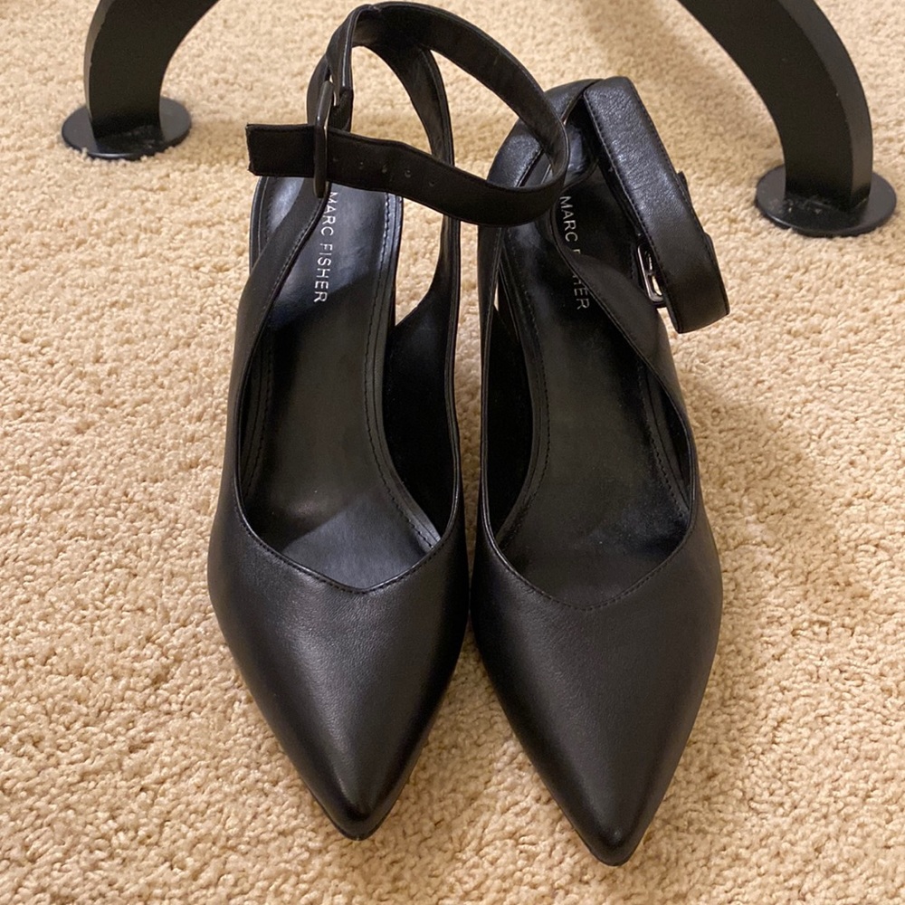 Black Marc Fisher ankle strap heels size 9.5